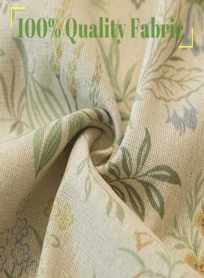 Moslovstar Farmhouse Cotton Linen Tier Curtain 36 Inch Long Elegant Floral Lace Window Treatment Kitchen Bathroom Short Curtain, 1 Panel, Wind Chime Flower on Beige - Image 2